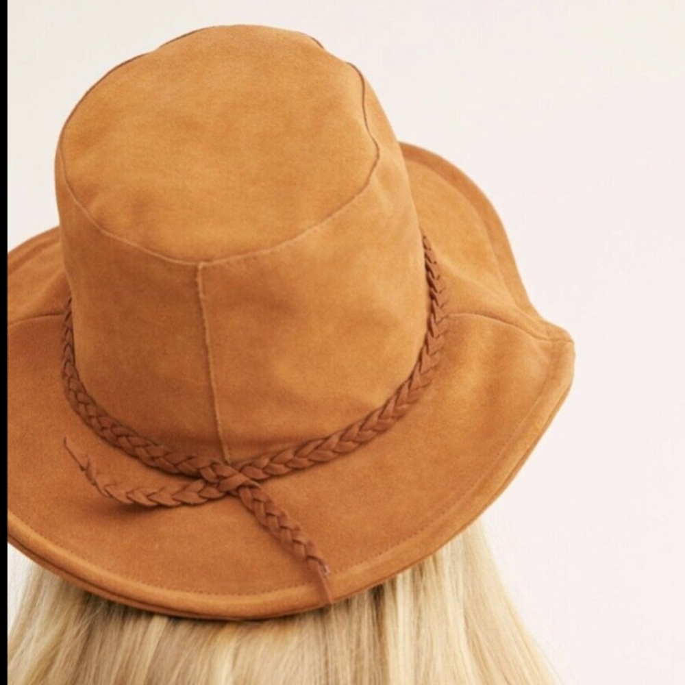 Free People Tennessee Rancher Hat brown tan Suede Braided - Picture 3 of 6